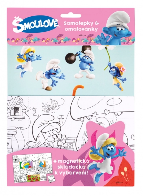 Šmoulové kreativní set omalovánky, magnetky a samolepky