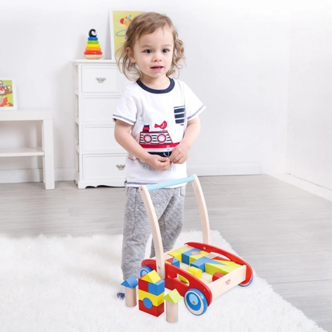 Dřevěný chodítko s kostkami Tooky Toy