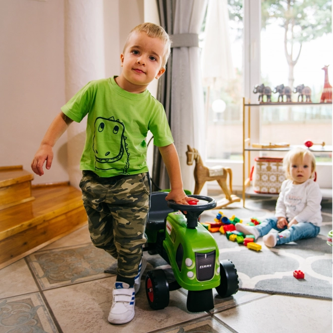 Odstrkovadlo traktor Claas zelené s volantem a valníkem