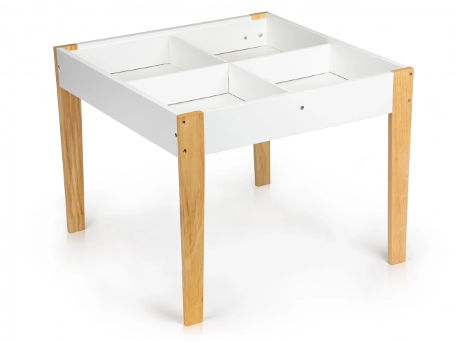ECOTOYS Dětský dřevěný stůl s tabulí a dvěma židličkami