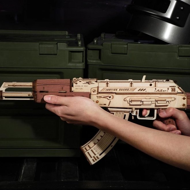 RoboTime 3D Dřevěné mechanické puzzle Útočná puška AK-47