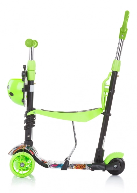 CHIPOLINO Koloběžka s vodící tyčí Kiddy Evo 3v1 – Green Graffiti