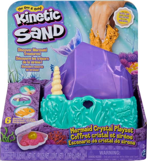 Kinetic Sand mořská víla – třpytivý set s krystalovým boxem, 480 g