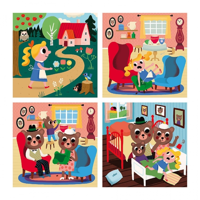 Vilac dřevěné puzzle Zlatovláska 4 v 1