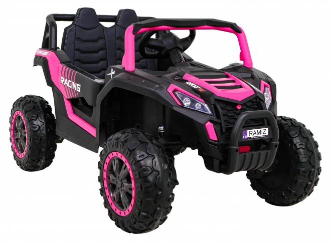 Buggy UTV 2000M mașină de curse cu baterie + sunete MP3 lumini + telecomandă + pornire lentă – Růžové
