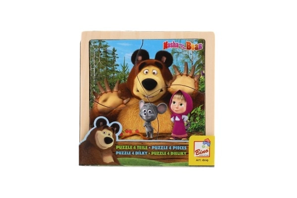 Dřevěné puzzle s myškou Máša a Medvěd 15cm