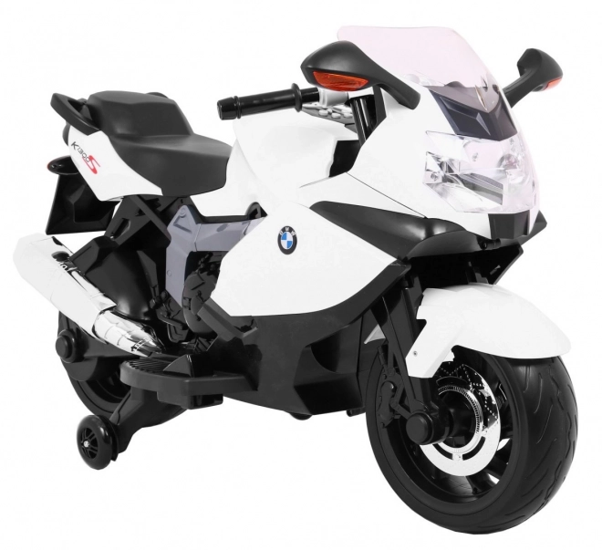 BMW K1300S Dětský motocykl na baterie bílý + pomocná kolečka + zvuky Světla + pomalý start