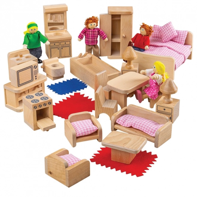 Sada nábytku do domečku a postaviček Bigjigs Toys