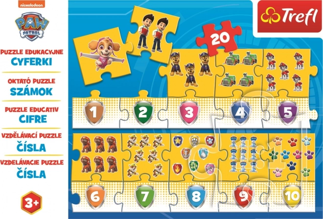 Vzdělávací puzzle Čísla Tlapková patrola 20 dílků