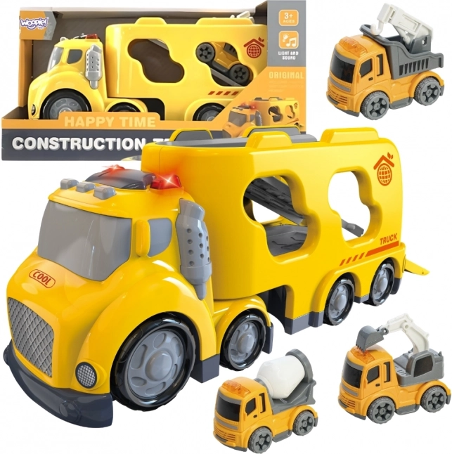 Velká žlutá odtahová služba City Truck se zvukovými a světelnými efekty