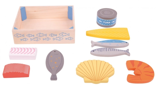 Dřevěné mořské plody v krabičce Bigjigs Toys
