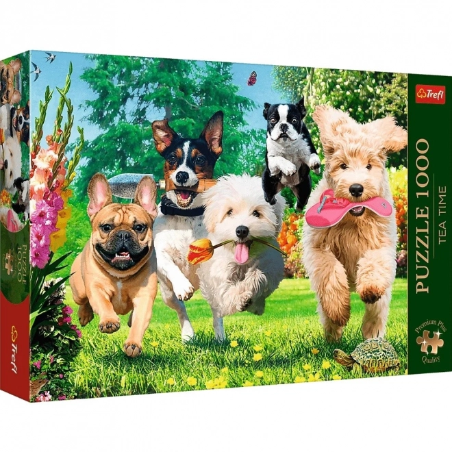 Trefl Puzzle Premium Plus Tea Time: Psí lumpárny v zahradě 1000 dílků