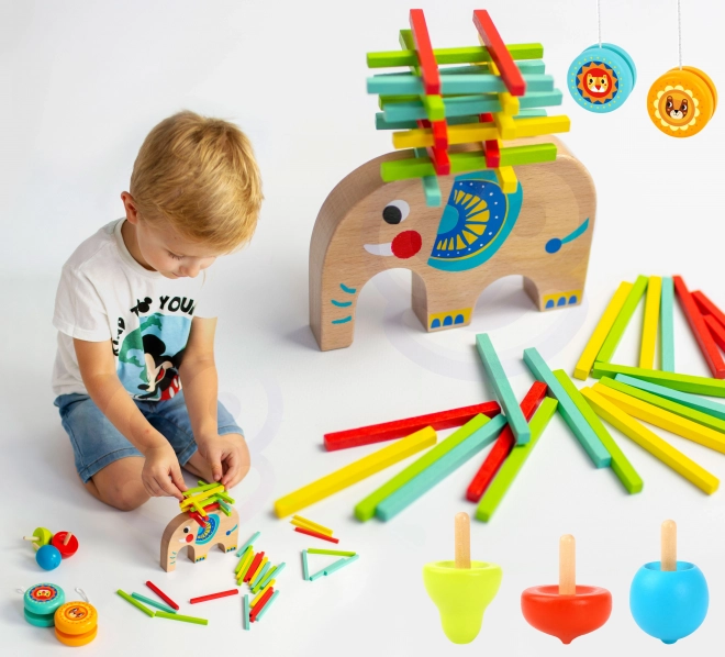 Sada her zručnosti se slonem TOOKY TOY - 46 dílků