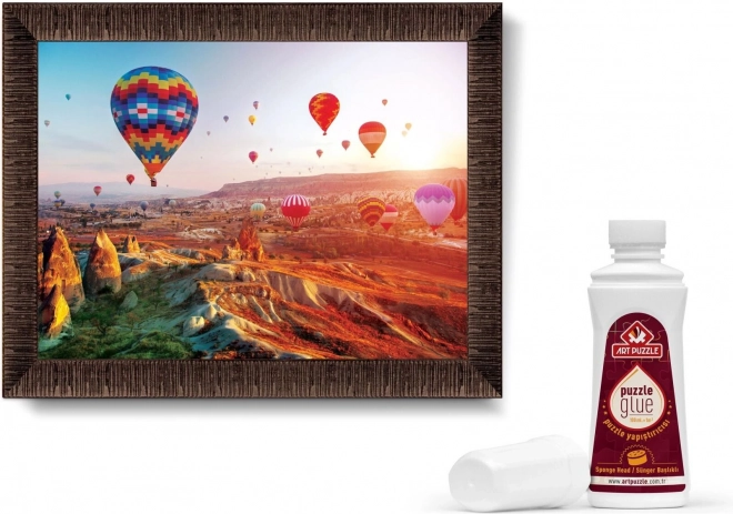 ART PUZZLE Puzzle s rámem a lepidlem 3v1 1000 dílků – Balóny nad Kapadokií