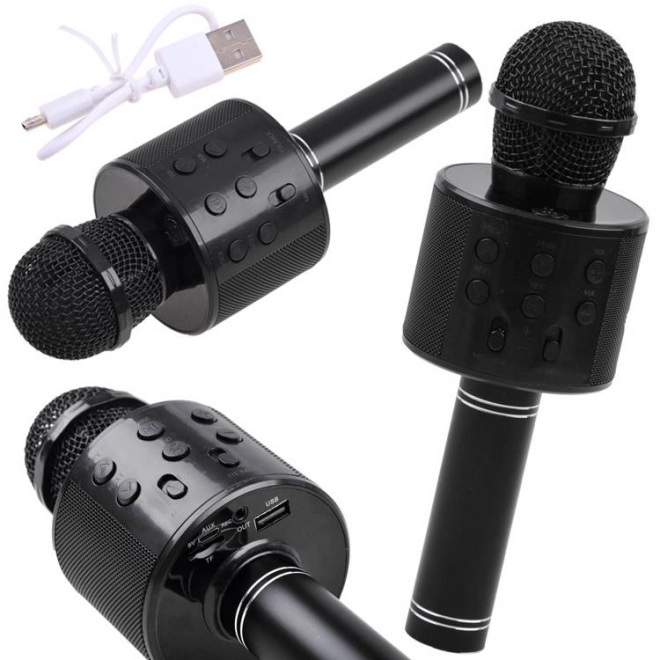 Bezdrátový karaoke mikrofon s reproduktorem – Černá