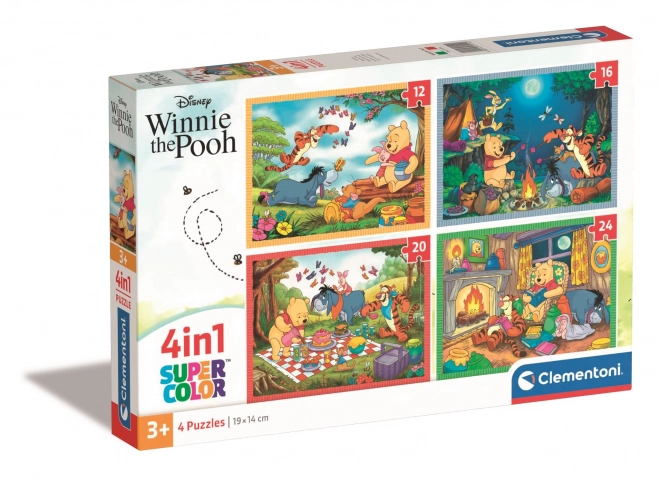 CLEMENTONI Puzzle Medvídek Pú 4v1 (12+16+20+24 dílků)