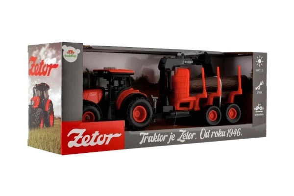 Traktor Zetor s vlekem a nakládacím ramenem
