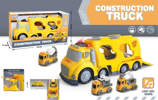 Velká žlutá odtahová služba City Truck se zvukovými a světelnými efekty