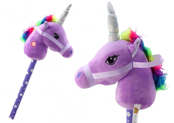 Plyšová hlava jednorožce na tyči Hobby Horse Unicorn Purple Sounds