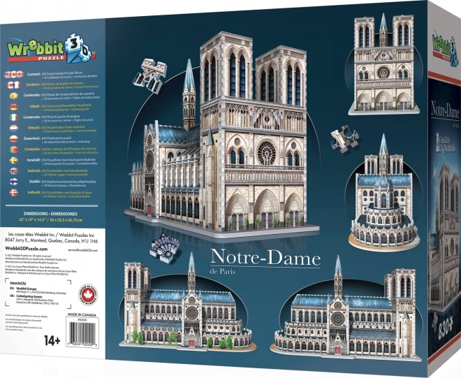 WREBBIT 3D puzzle Katedrála Notre-Dame 830 dílků