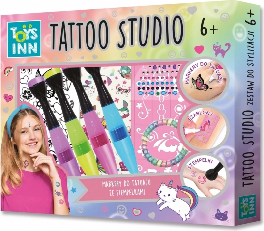 sada tetovacích fixů se razítky tattoo studio