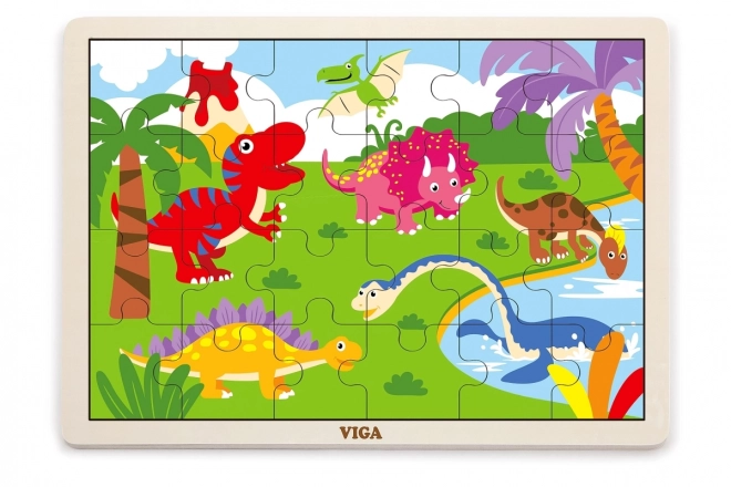 Dřevěné puzzle 16 dílků - dinosauři