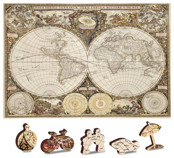 Dřevěné puzzle Antická mapa světa