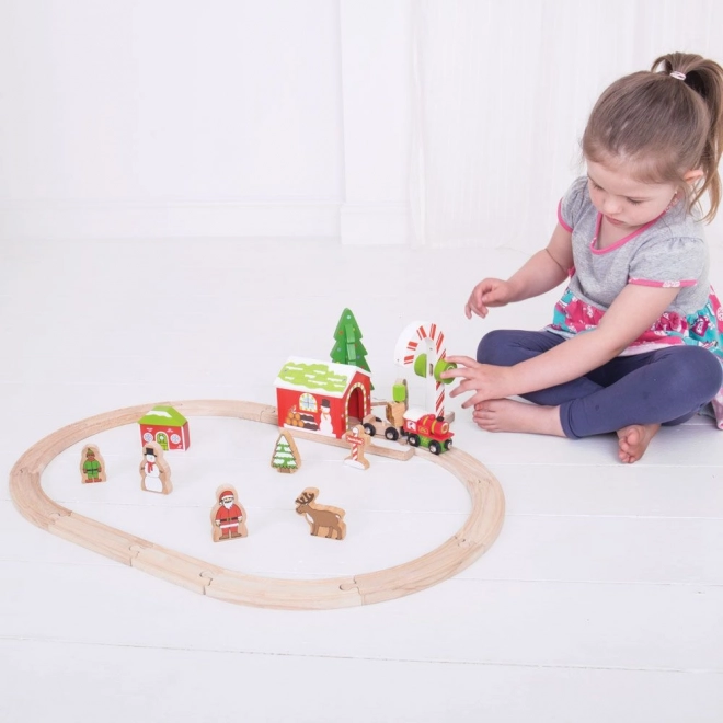 Vánoční dřevěná vláčkodráha Bigjigs Toys