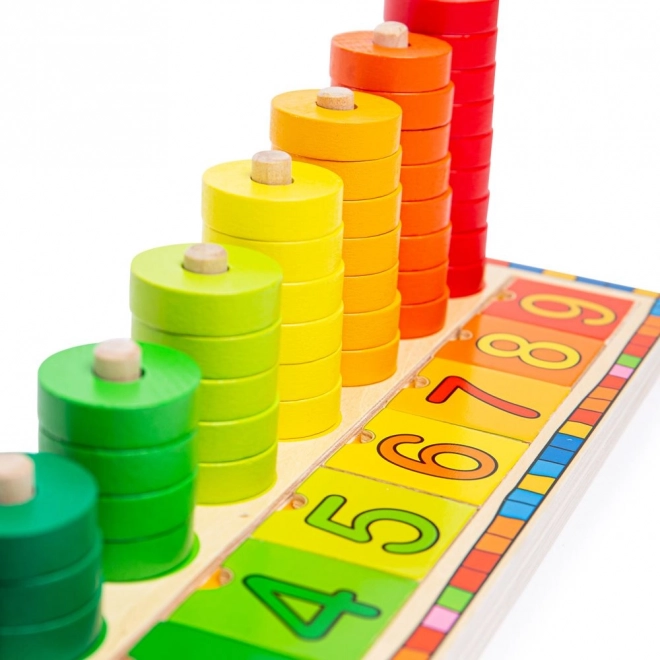 Bigjigs Toys dřevěná deska s číslovanými kroužky