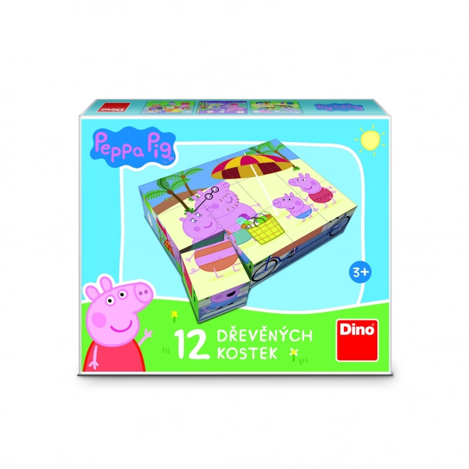 PEPPA PIG 12 Dřevěné licenční kostky