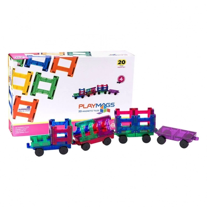 Playmags 3D magnetické vlakové kostky – sada 20 dílků