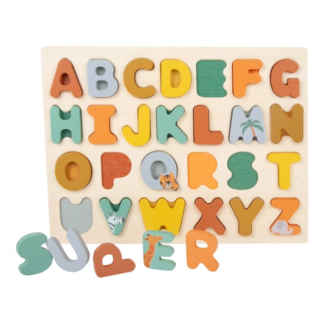 Vkládací dřevěné puzzle Safari Abeceda