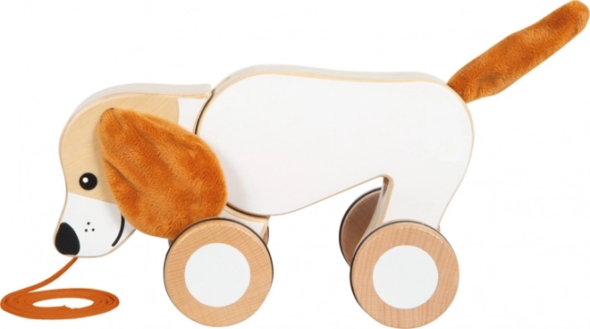 Dřevěná tahací hračka Pejsek se šustivými oušky