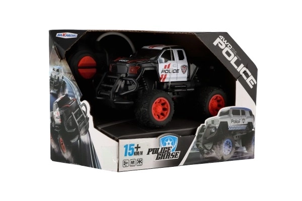 Auto RC policie terénní pick up plast 16cm na baterie v krabici 19x14x13cm