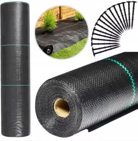 Černá agrotextilie 160 cm x 50 m UV 90g s kotvami