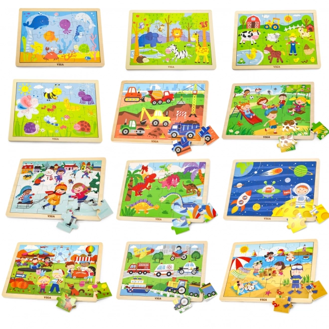 Viga dřevěné puzzle set na stojanu
