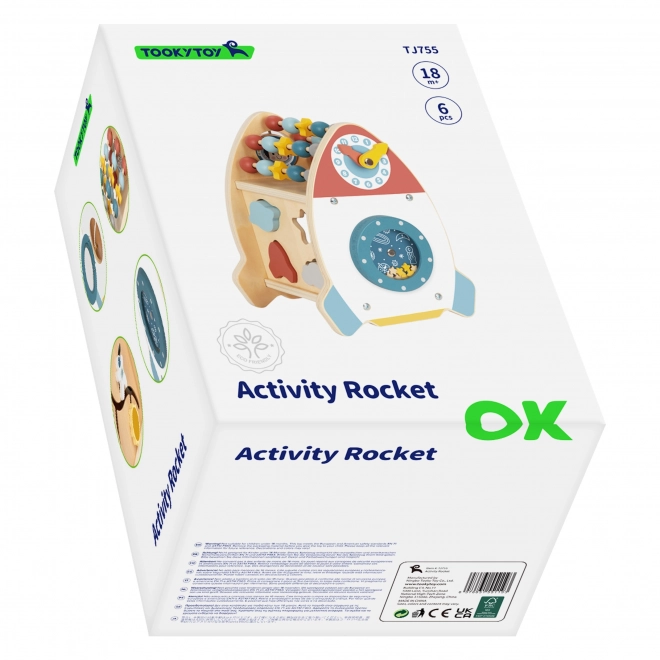 Dřevěná aktivní raketa s labyrintem Tooky Toy