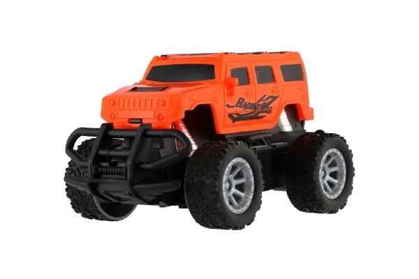Avto RC mini tovornjak plast 12cm 27MHz na baterije s svetlobami v škatli 18x11,5x10cm – Oranžové