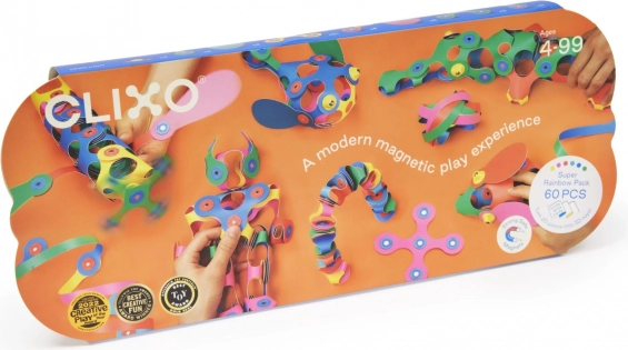 Magnetické kostky Clixo Super Rainbow, 60 kusů