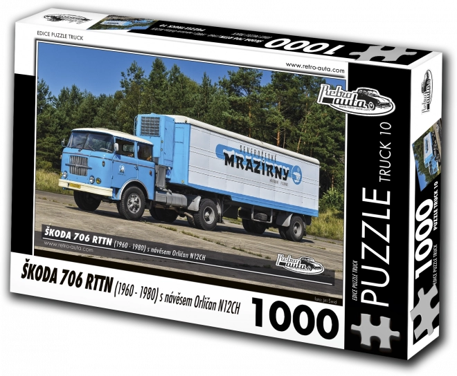 RETRO-AUTA Puzzle TRUCK č.10 Škoda 706 RTTN s návěsem Orličan N12CH (1960-1980) 1000 dílků