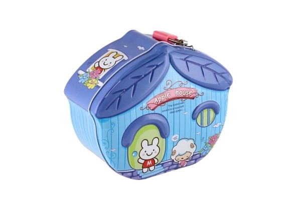 Pokladnička domeček plechová se zámkem 16x8cm - 1ks