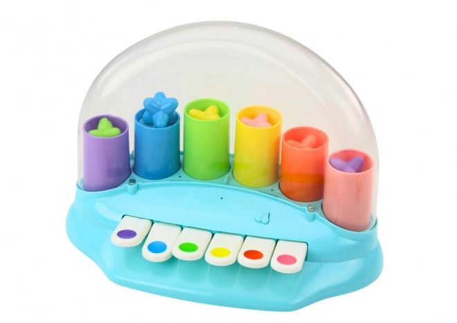 Baby Pianin Interaktivní s vyskakovacími hvězdičkami Modrá