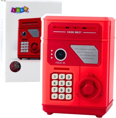 Elektronický dětský sejf skarbonka s PIN, červený