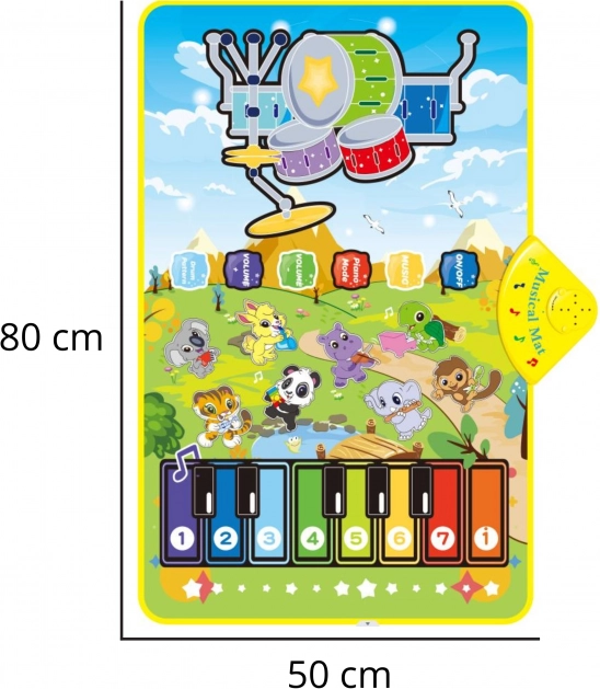 Woopie Hudební Podložka Zvířátka Interaktivní Piano a Bicí 2v1