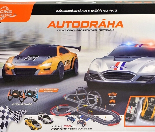 Autodráha 790 cm s dvěma auty, na baterie