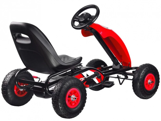 Sportovní dětský šlapací motokára s pumpovacími koly – Červená