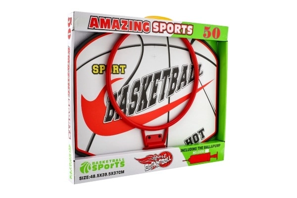 Basketbalový set s dřevěnou deskou a míčem