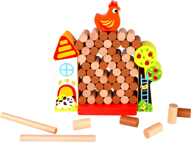 Tooky Toy Dřevěná Hra Spadni Kura Farma