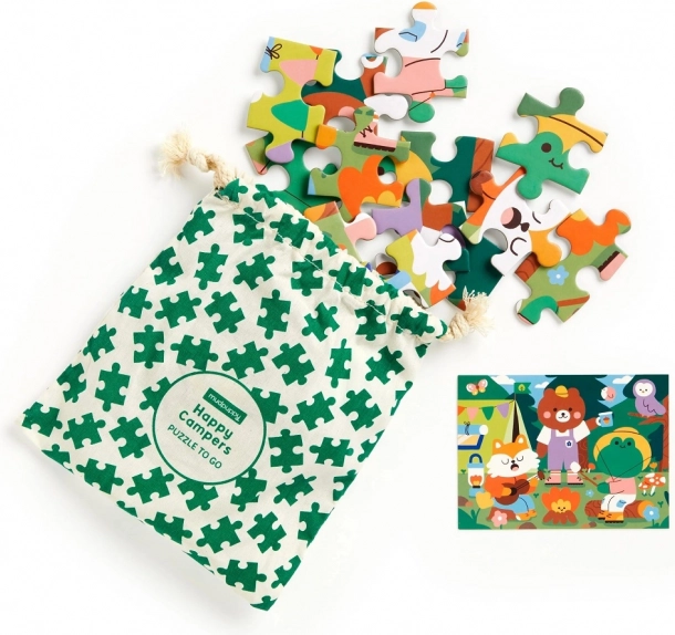 Mudpuppy Puzzle Veselí kempaři v látkovém pytlíku