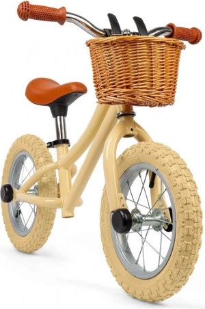 bigjigs toys balanční odrážedlo krémové s košíkem